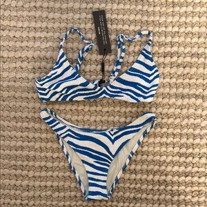 Triangl Swimwear Blue and White Zebra Bikini